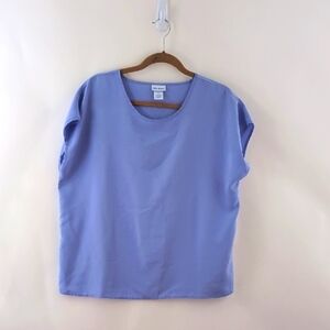 Vicki Wayne 18W Blue Lilac Floral Peasant Blouse Plus